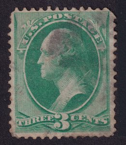 US 147 3c NBNCo. USC WORN AND CREASED green WASH. FROMN 1870