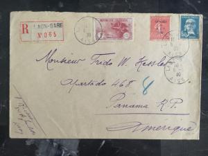 1930 Laun Gare France COver to Panama # B9 256 257 BIT Congress Overprints