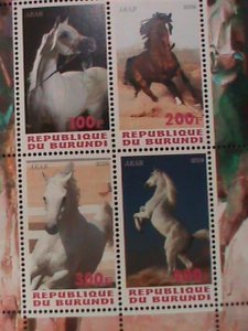 BURUNDI-2009 WORLD FAMOUS COLORFUL BEAUTIFUL LOVELY HORSES MNH SHEET -VF