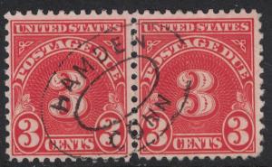 Scott J82- Used Pair, Hamden Conn Cancel- 3c Postage Due Series of 1931- BOB