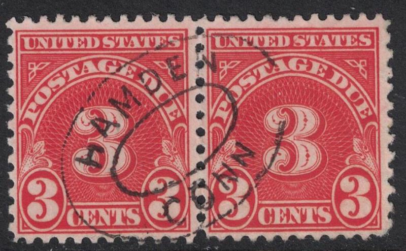 Scott J82- Used Pair, Hamden Conn Cancel- 3c Postage Due Series of 1931- BOB