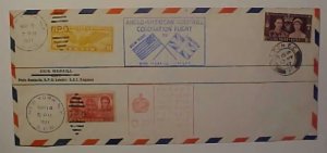 GREAT BRITAIN FLIGHT CORONATION WITH US STAMPS 1937