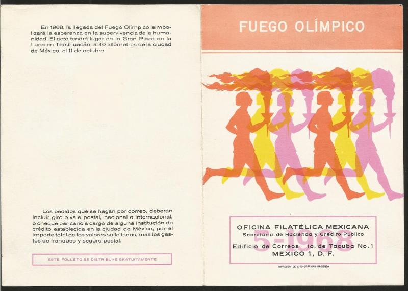 A) 1968 MEXICO, OLYMPIC FLAME STYLIZED IN THE PYRAMID OF THE SUN OF TEOTIHUACAN,