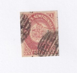 NEWFOUNDLAND # 23 VF-DUPLEXES USED 1 shilling IMPERF VERY CLEAN