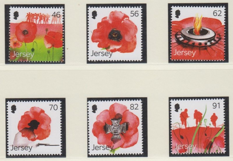 Jersey 2014, ' Poppies'  Set of 6 .  unmounted mint NHM