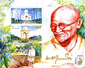 CENTRAFRICAINE AFRICAN SHEET MNH GANDHI TAJ MAHAL INDIA