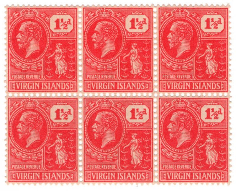 (I.B) British Virgin Islands Postal : 1½d Venetian Red