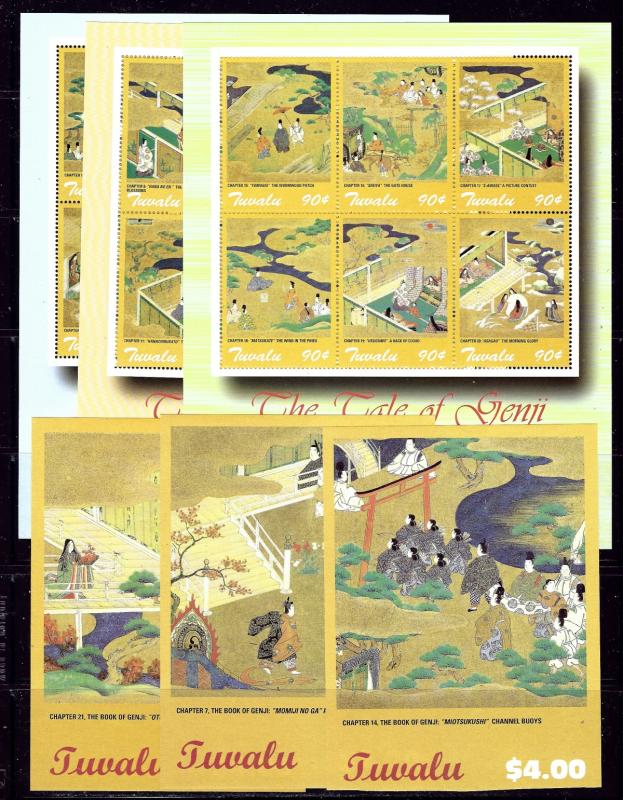 Tuvalu 876-81 MNH 2002 Tale of Genji three sheets of 6 and 3 S/S