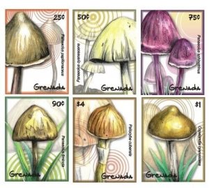Grenada - 2008 - Mushrooms - Set Of 6 Stamps - Scott #3709-14 - MNH