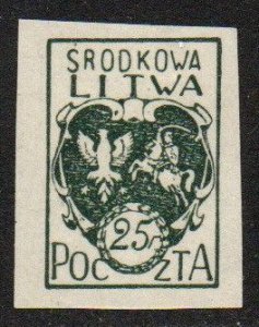 Central Lithuania Sc #2 Mint Hinged imperforate