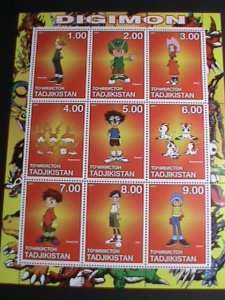 TAJIKISTAN STAMP:2001 RARE FAMOUS DIGIMON  STAMPS MNH FULL SHEET VERY FINE