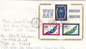 United Nations 1970 25th anniversary sheet FDC San Francisco cancel written VGC