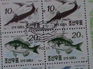 ​KOREA-1990-SC#2951-5-SEA FISHES-CTO-SHEET-VERY FINE--WE SHIP TO WORLWIDE