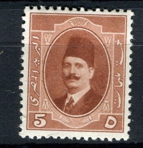 EGYPT; 1923 early King Faud issue Mint hinged 5m. value