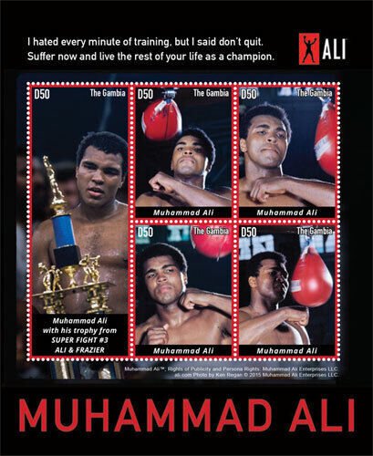 Gambia 2015 - Muhammad Ali Wrestling - Sheet of 5 - MNH