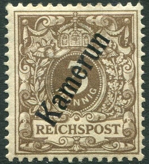 CAMEROUN-1897-98 3pf Grey-Brown Sg K1 MOUNTED MINT V36320