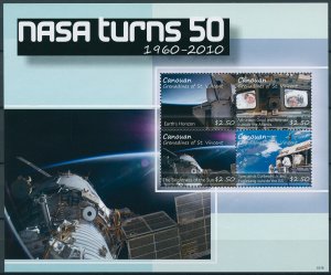 Canouan Stamps 2010 MNH NASA 50 Years Astronauts Space Sun 4v M/S II