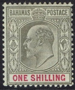 BAHAMAS 1902 KEVII 1/- WMK CROWN CA