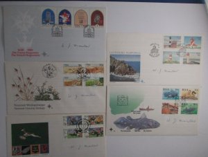 1988-89 Sc#710/773  South Africa 5 FDCs  Lighthouses*Rugby*Fish*French Hugenots