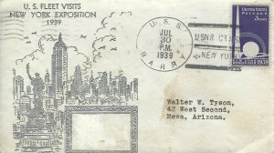 FLEET VISIT TO NY WORLD'S FAIR 1939 - USS BARRY - Crosby cachet