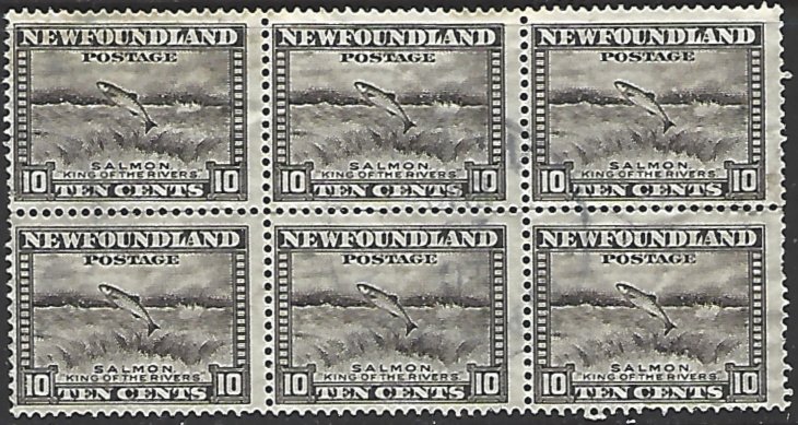 Newfoundland #193 Used Block of 6 cv $5.10