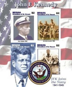 BEQUIA - 2007 - John F Kennedy - Perf 4v Sheet - Mint Never Hinged