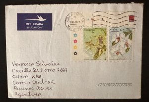 CM) 2002. MALAYSIA. FLOWERS. ENVELOPE SENT ARGENTINA. XF