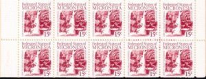 US 33a Trust Territories Micronesia NH VF 15¢ Bklt. Pane(1988)