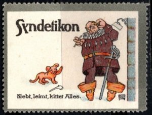 Vintage German Poster Stamp Syndetikon Glues, Glues And Cements Everything