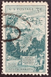 US #1011 Used F/VF 3c Mount Rushmore / Black Hills South Dakota 1952 [B30.2.3]