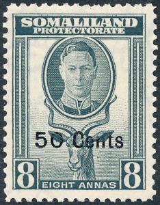 Somaliland Protectorate 1951 50c on 8a Grey SG130 MNH