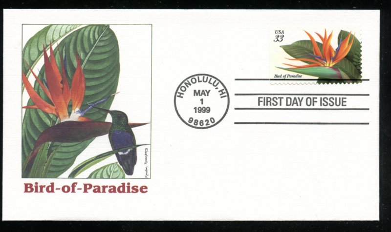 US 3310 Tropical Flowers - Bird Paradise UA Fleetwood cachet FDC