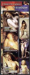 MADAGASCAR - 2004 - Erotic Paintings #1 - Perf 3v Sheet - MNH - Private Issue