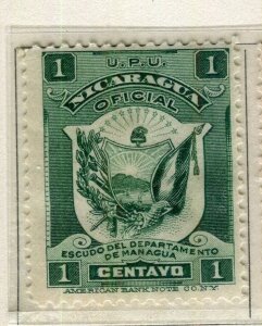 NICARAGUA; 1906 early Official issue fine Mint hinged 1c. value