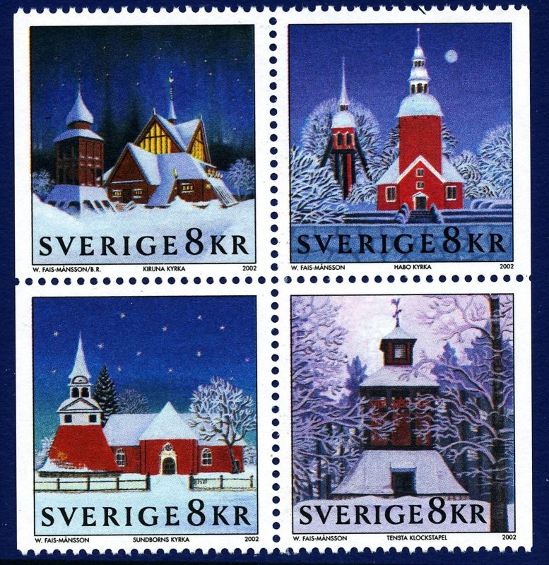 Sweden 2002 Christmas Churches MNH
