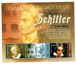 Guyana - 2005 - Friedrich Von Schiller - Sheet Of 3 - MNH