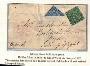 Nova Scotia #2a & #5 Used On Cover - 3d Blue Bisect & 6d Dark Green To Isle