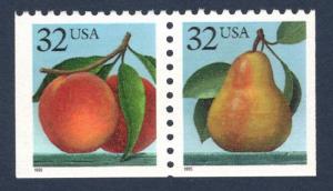 2487-8 Peaches & Pears US Pair In Scott Order Mint/nh FREE SHIPPING