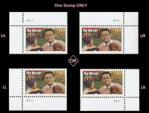 US 3149 Football Coaches Pop Warner red bar 32c plate single MNH 1997