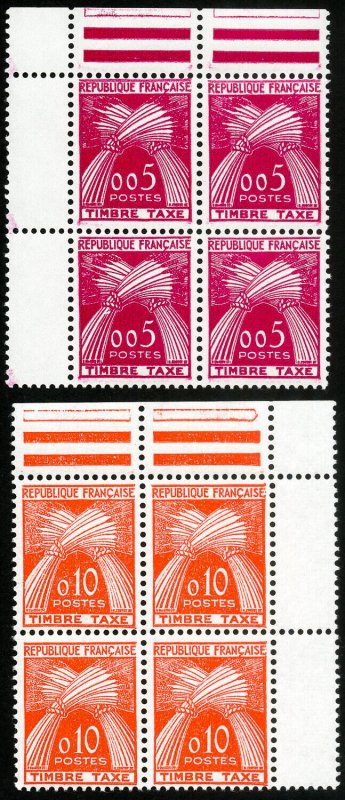 France Stamps # J93-4 MNH XF Blocks of 4 Scott Value $26.00