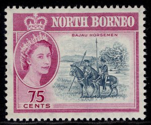 NORTH BORNEO QEII SG402, 75c grey-blue & bright purple, LH MINT. Cat £19.