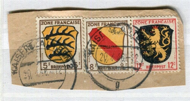 GERMANY; FRENCH ALLIED ZONE 1948 fine used Occupation issues POSTMARK PIECE
