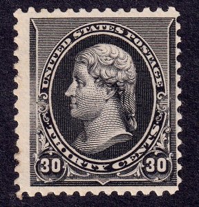 US Scott 228, 1890 Jefferson, 30c black, VLH MINT