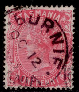 AUSTRALIA - Tasmania QV SG156a, 1d rose-carmine, FINE USED.