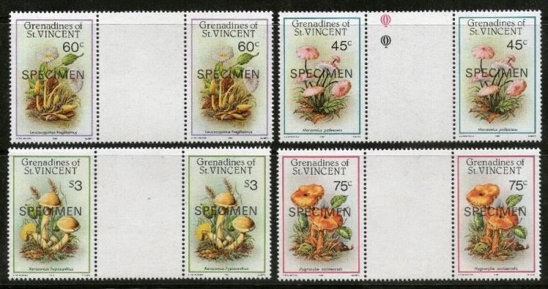 St. Vincent Grenadines 1986 Mushroom Fungi Plant SPECIMEN Sc 533-36 Gutter Pa...