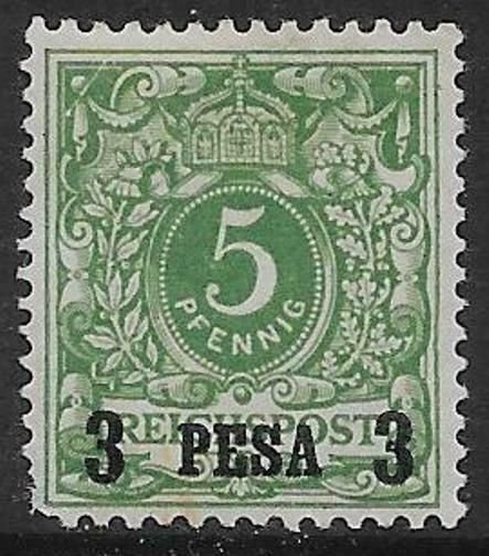 GERMAN EAST AFRICA SG2 1893 3p ON 5pf GREEN MTD MINT 