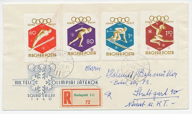 Registered cover Hungary1960 Winter Olympic Games 1960 - Squaw Valley