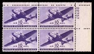 US #C27 PLATE BLOCK, VF/XF mint never hinged, super fresh color,   NICE PLATE!