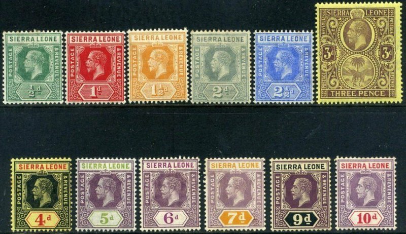 Sierra Leone KGV 1912 SG112 to SG122 Part set Mounted Mint