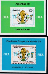 Zaire # 880-881, FIFA - World Cup Soccer Souvenir Sheets, Mint NH, 1/2 Cat.